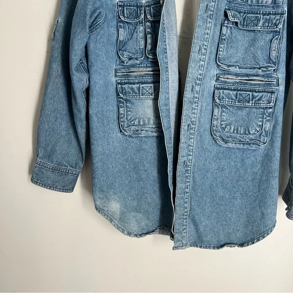 Vintage 90s Denim Utility Jacket – Size Large - Picture 7 of 7